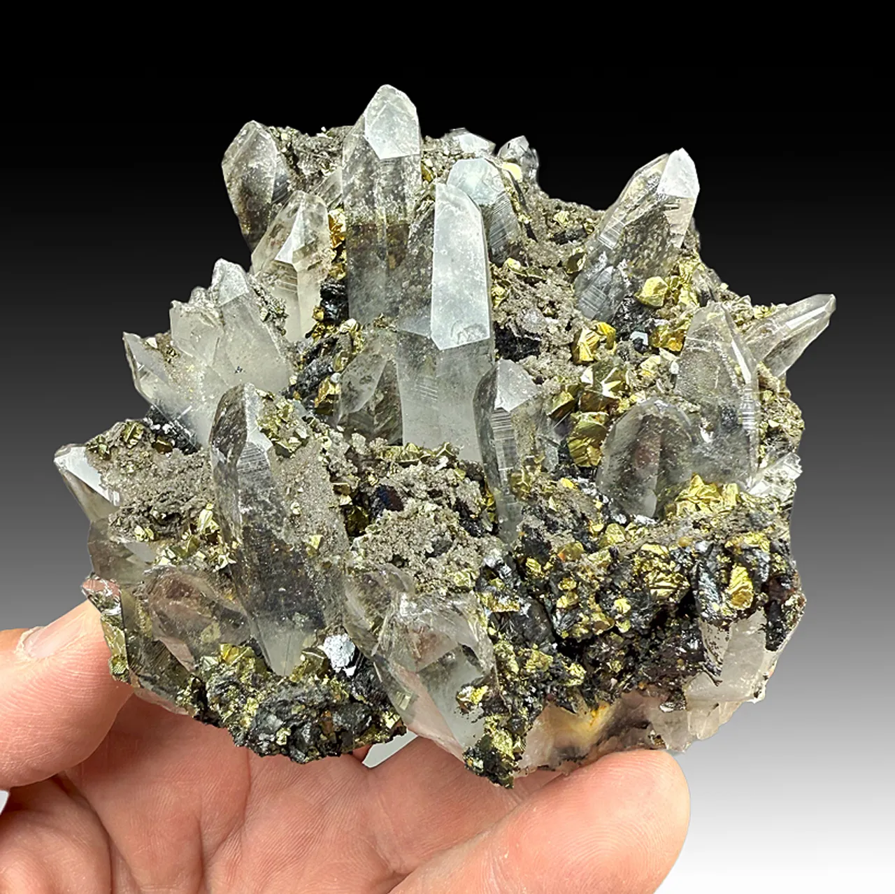 Quartz with Chalcopyrite, Sphalerite, Boulangerite - image 1