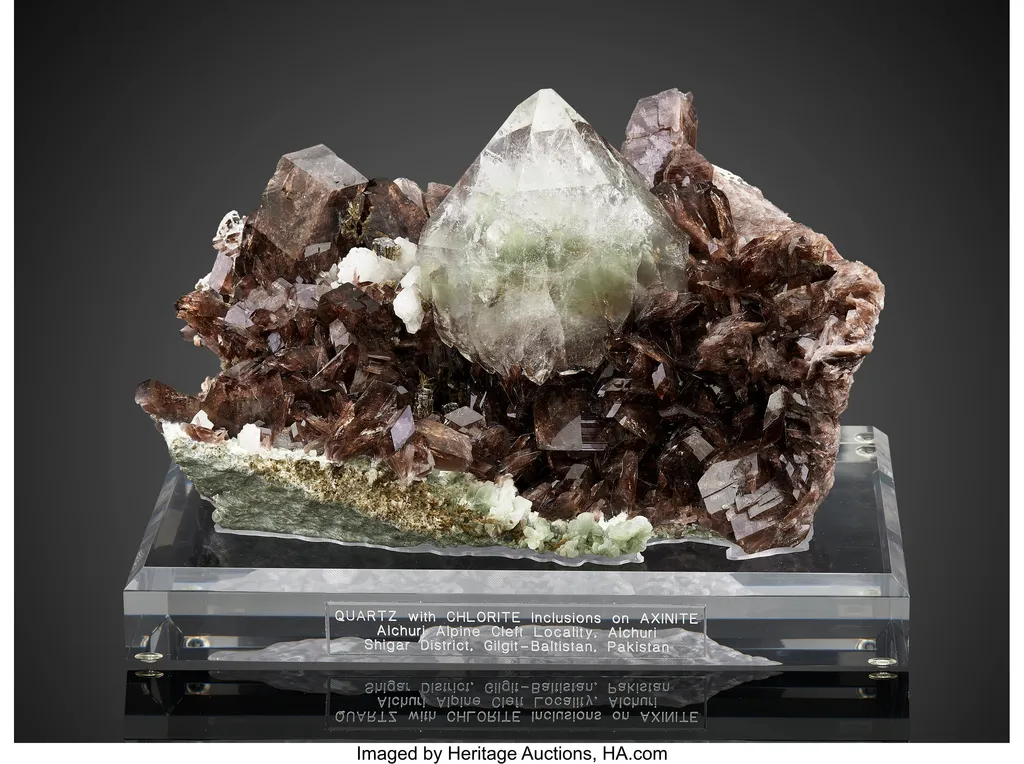 Quartz with Chlorite Inclusions on Axinite image
