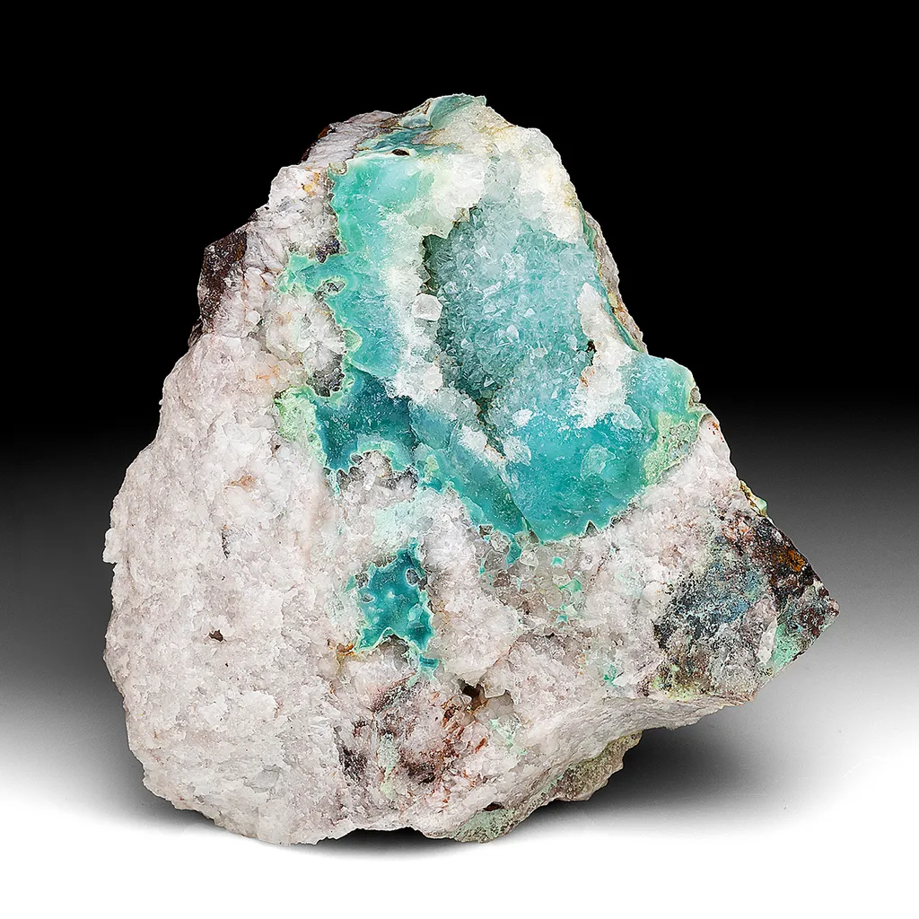 Quartz with Plancheite, Chrysocolla image