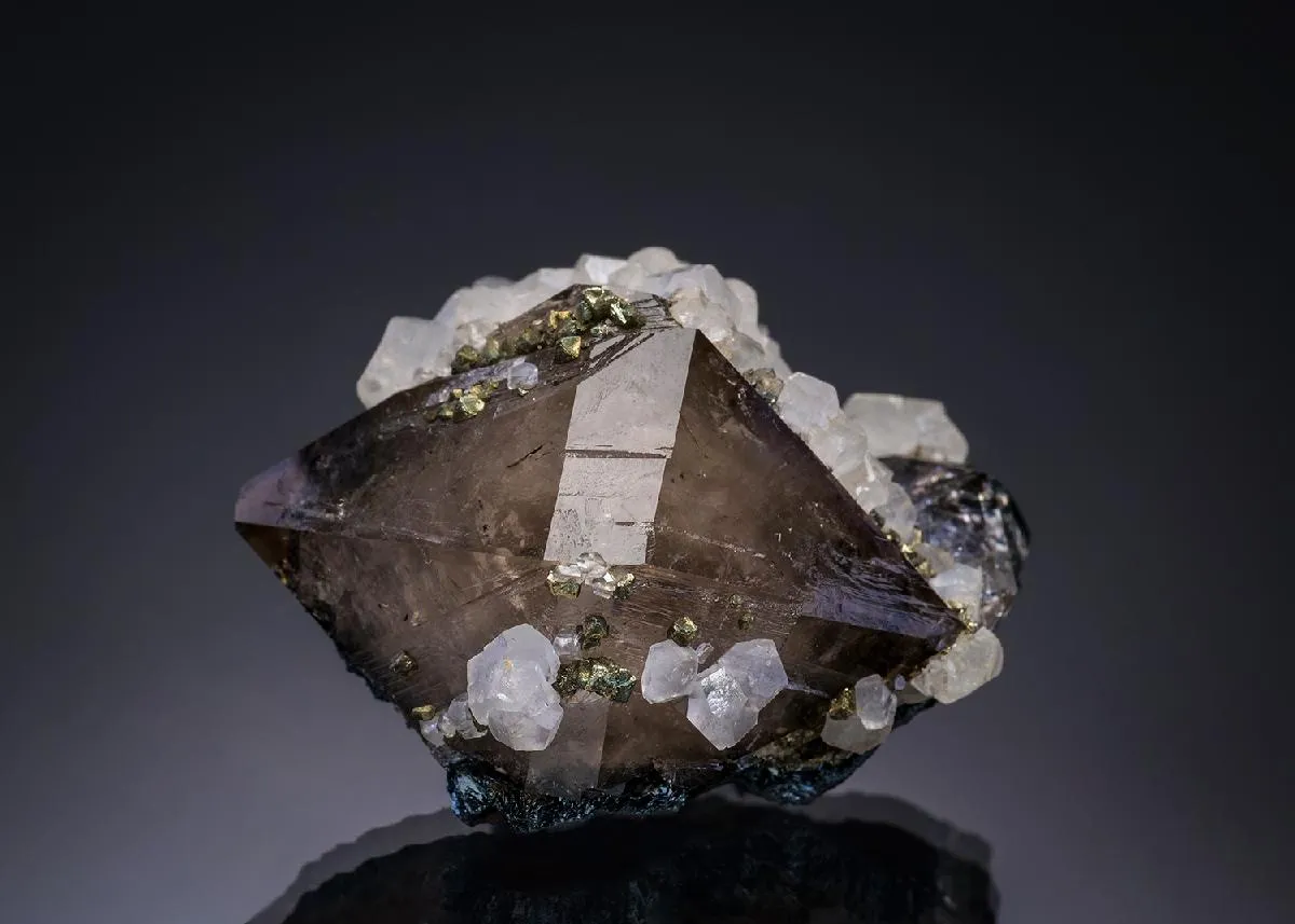 Quartz with Pyrite on Hematite - image 1