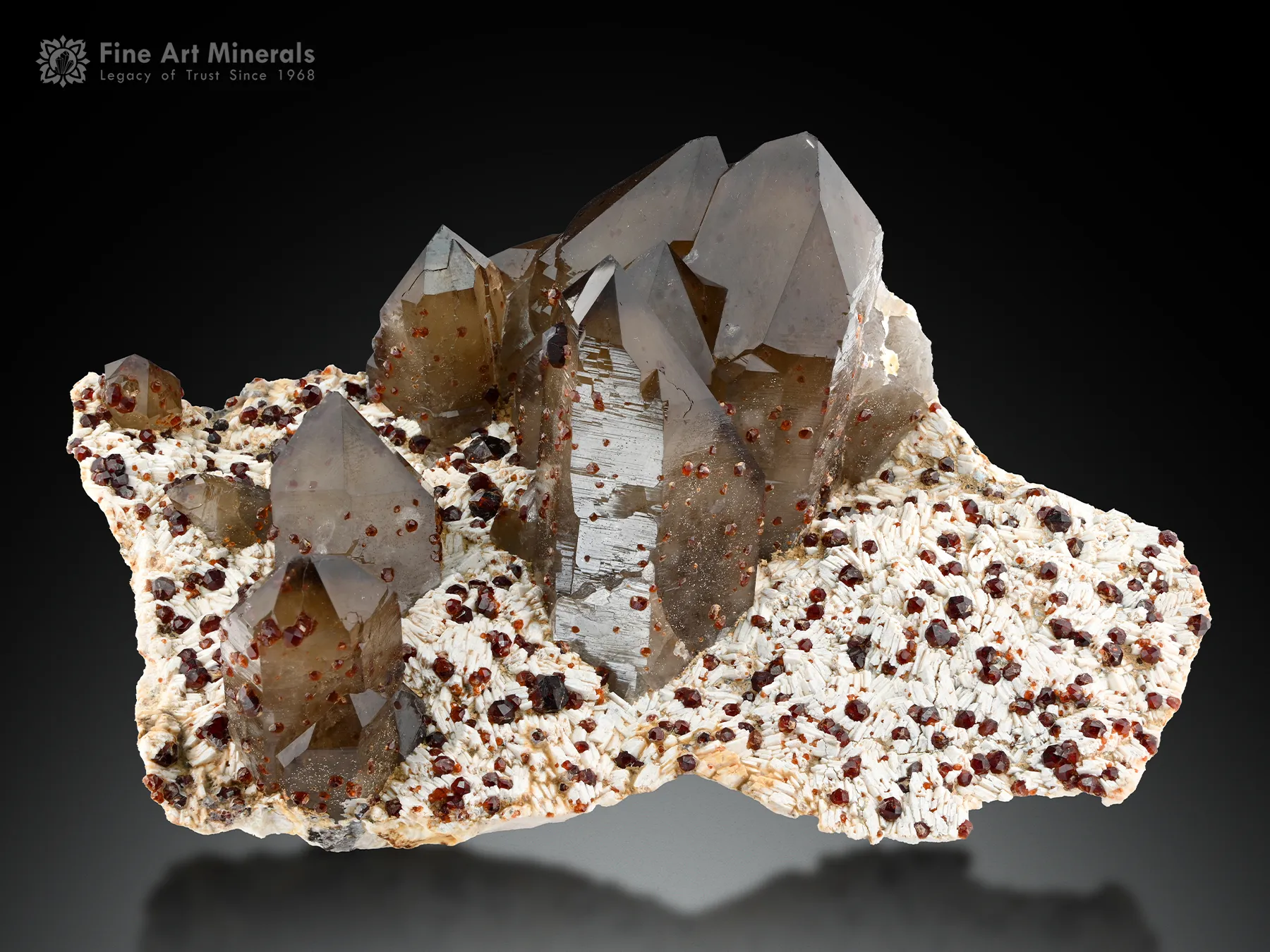 Quartz with Spessartine on Feldspar from China - image 1
