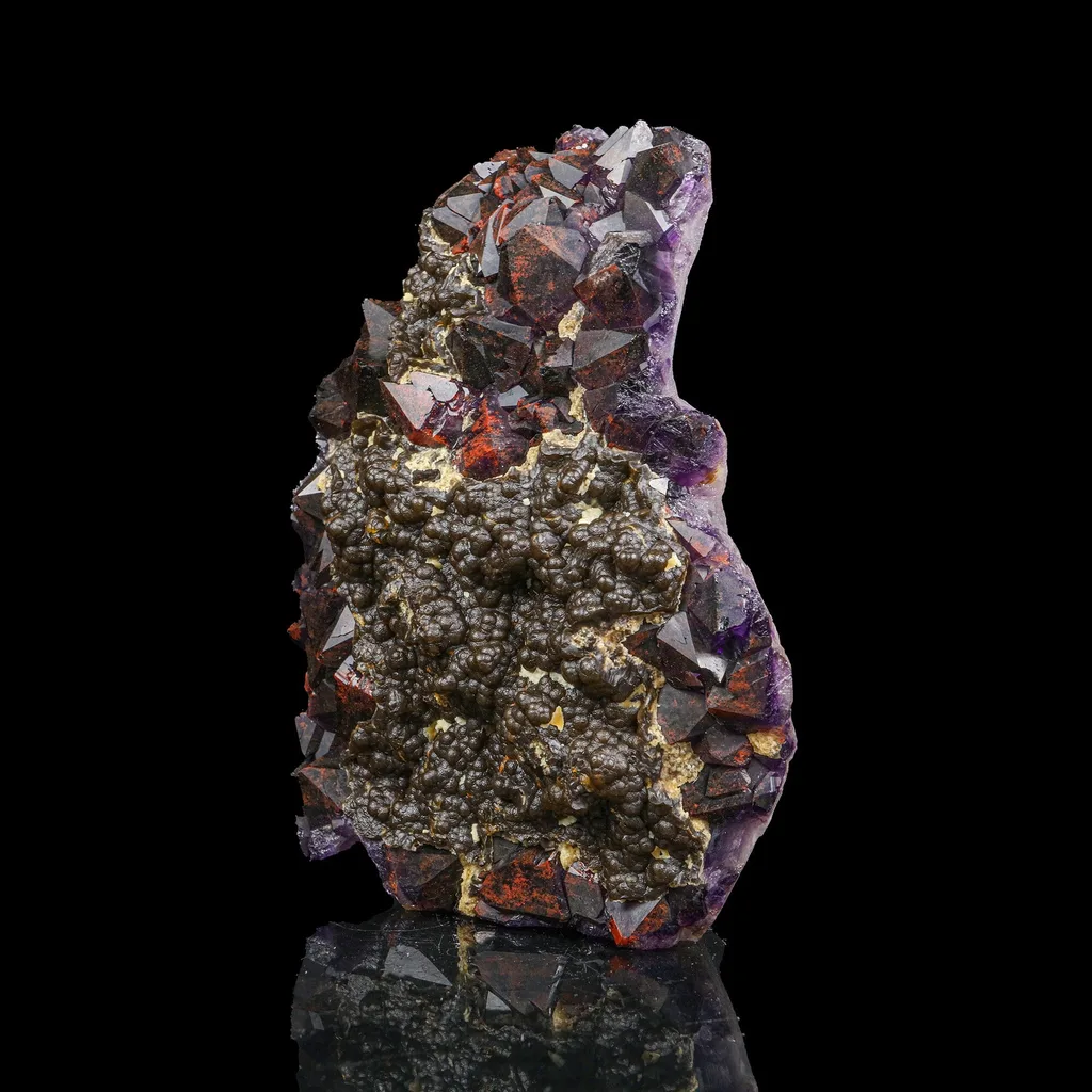 Rare Alien Amethyst Crystal Cluster with Botryoidal Goethite Coating – Unique Natural Mineral Specimen from Telangana, India - image 2
