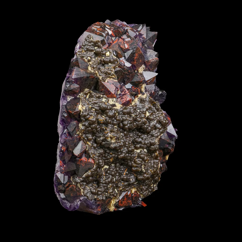 Rare Alien Amethyst Crystal Cluster with Botryoidal Goethite Coating – Unique Natural Mineral Specimen from Telangana, India - image 3