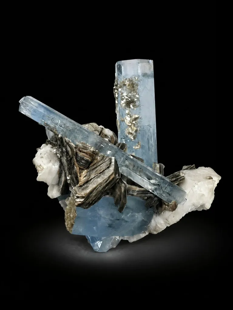 Rare Aquamarine Crystals V/Y Formation on Feldspar Matrix – Skardu Pakistan - image 7