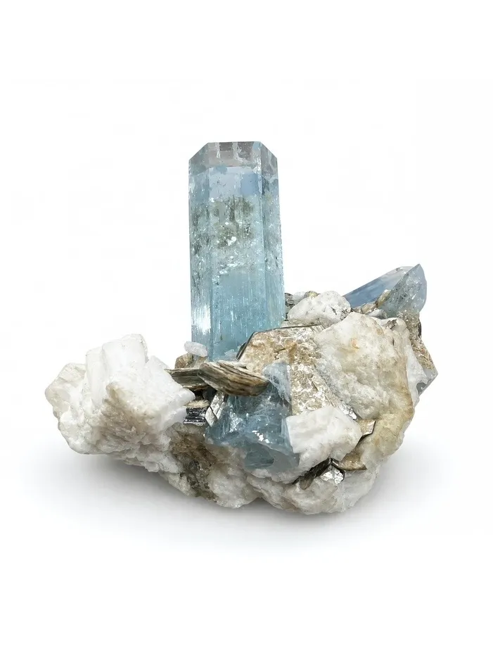Rare Aquamarine Crystals V/Y Formation on Feldspar Matrix – Skardu Pakistan - image 5