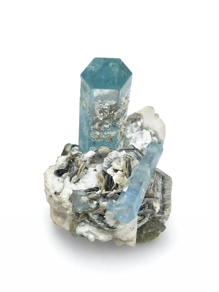 Rare Aquamarine Crystals V/Y Formation on Feldspar Matrix – Skardu Pakistan - image 4