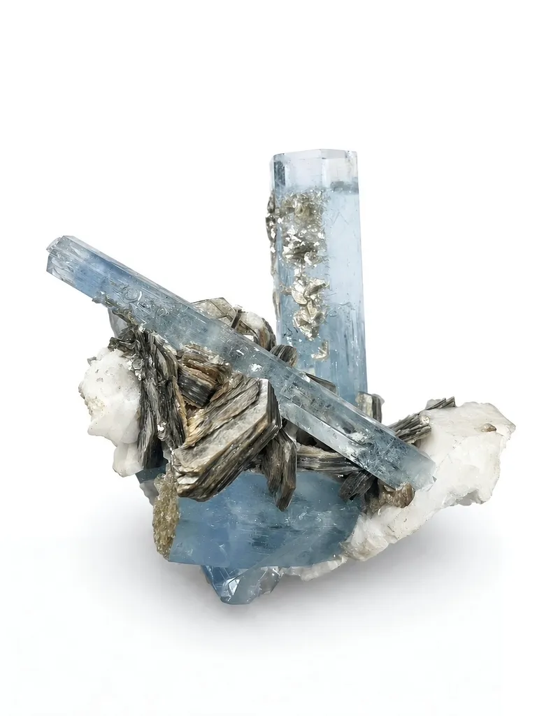 Rare Aquamarine Crystals V/Y Formation on Feldspar Matrix – Skardu Pakistan - image 6