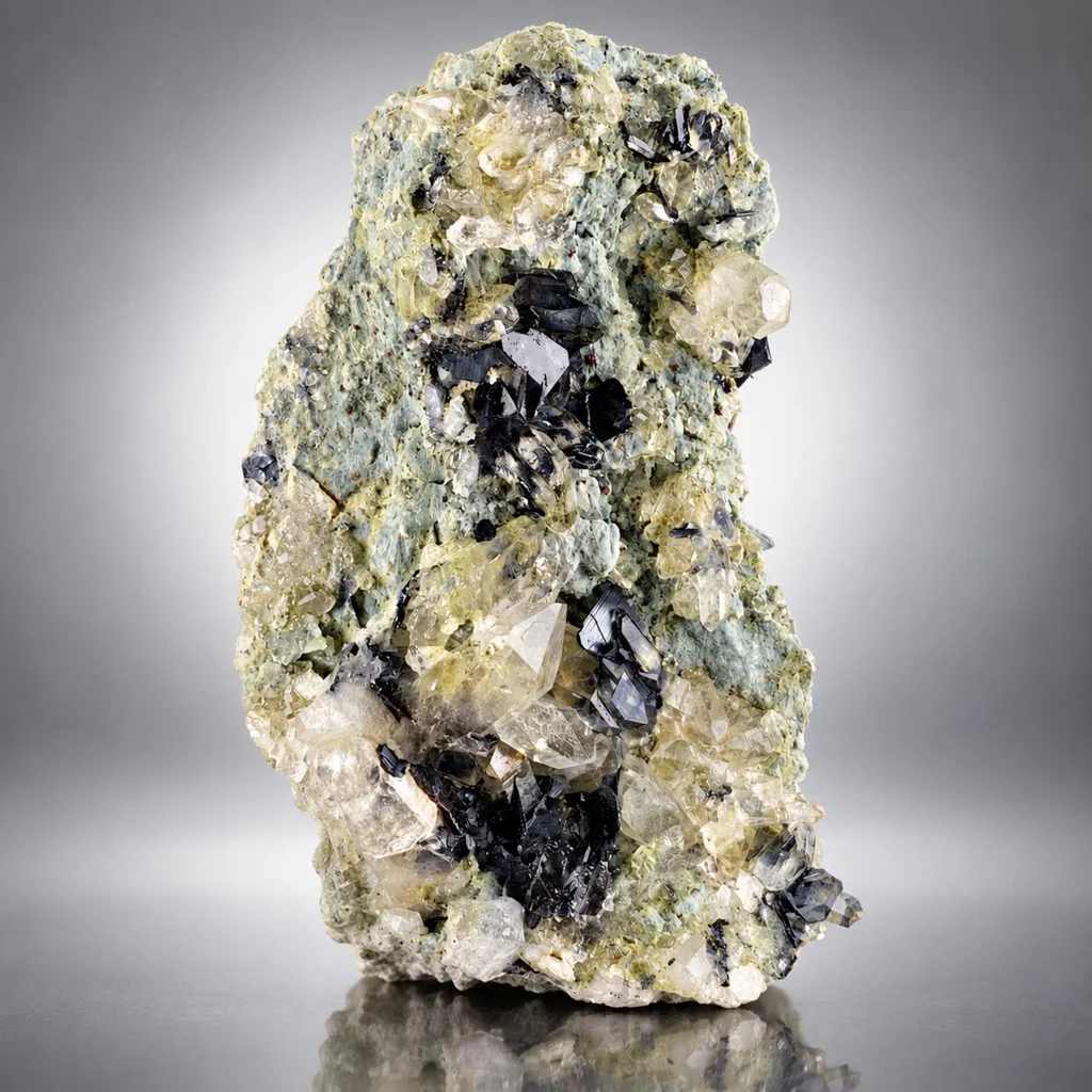 Rare Black Brookite Cluster with Quartz on Matrix from Pakistan - image 7