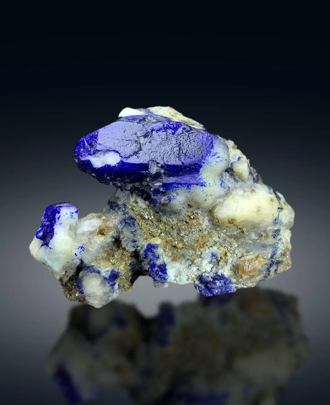 Rare Blue Afghanite with Winchite and Pyrite on Matrix from Afghanistan - 337 gram - image 2