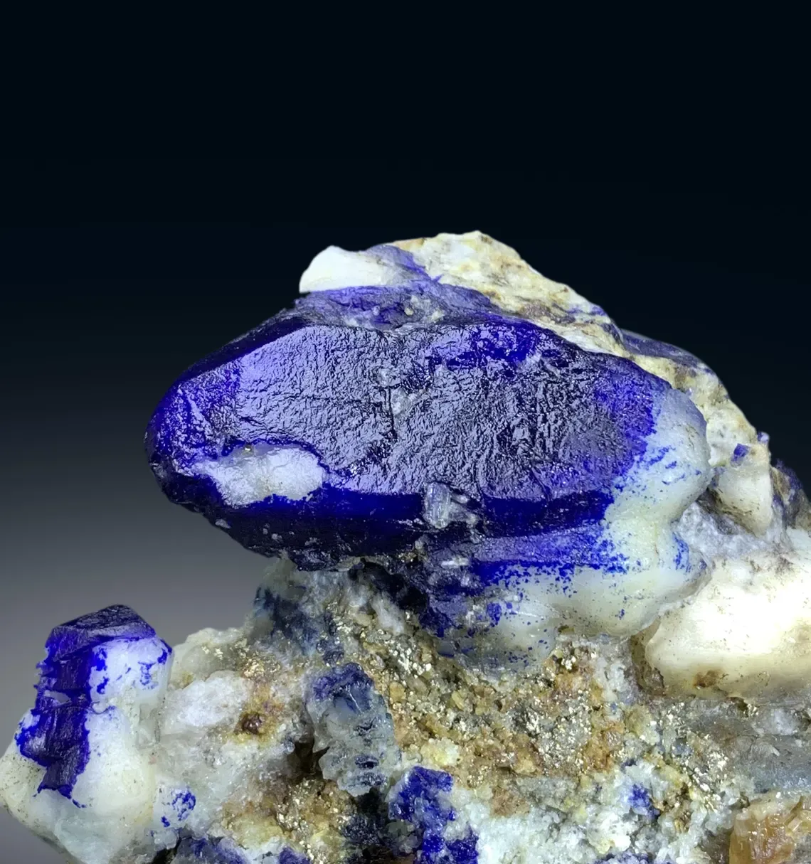 Rare Blue Afghanite with Winchite and Pyrite on Matrix from Afghanistan - 337 gram - image 4