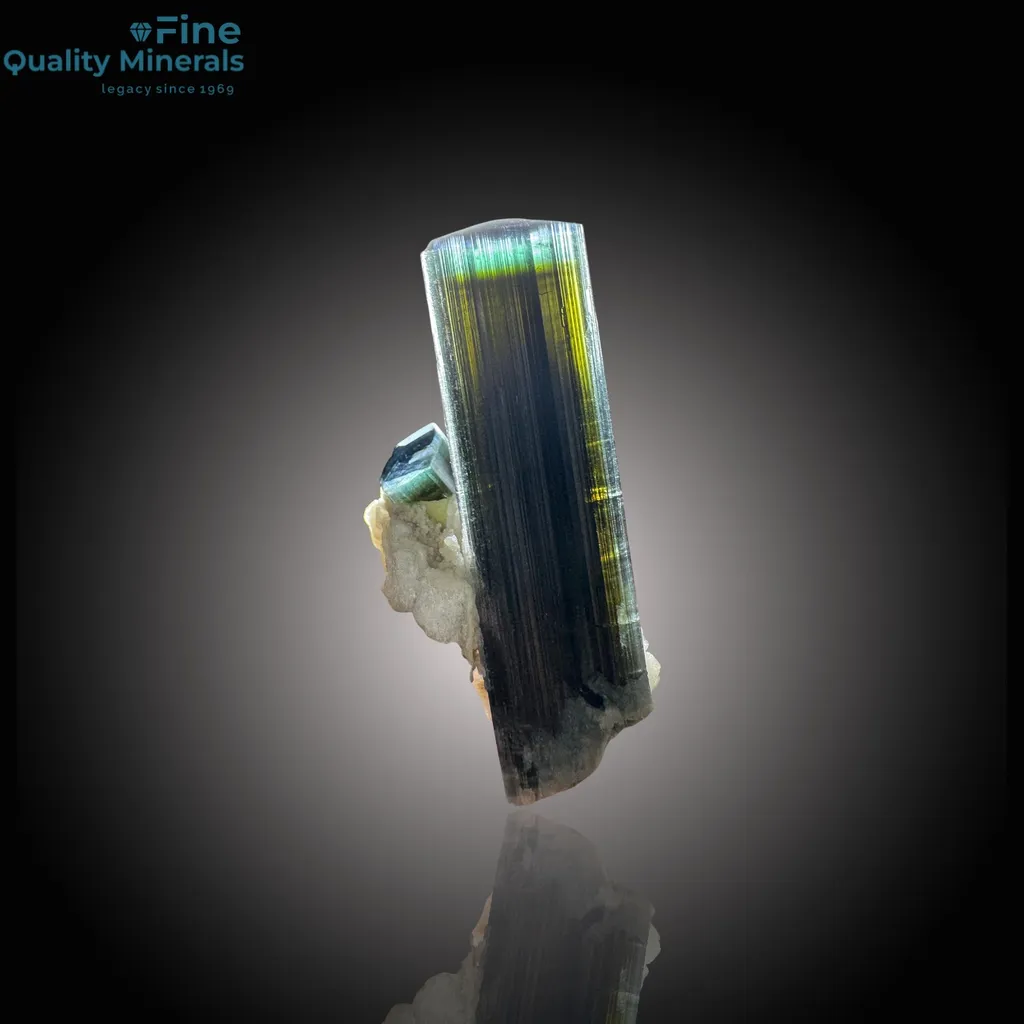 Rare Blue-Cap & Green Tourmaline on Natural Matrix - image 2