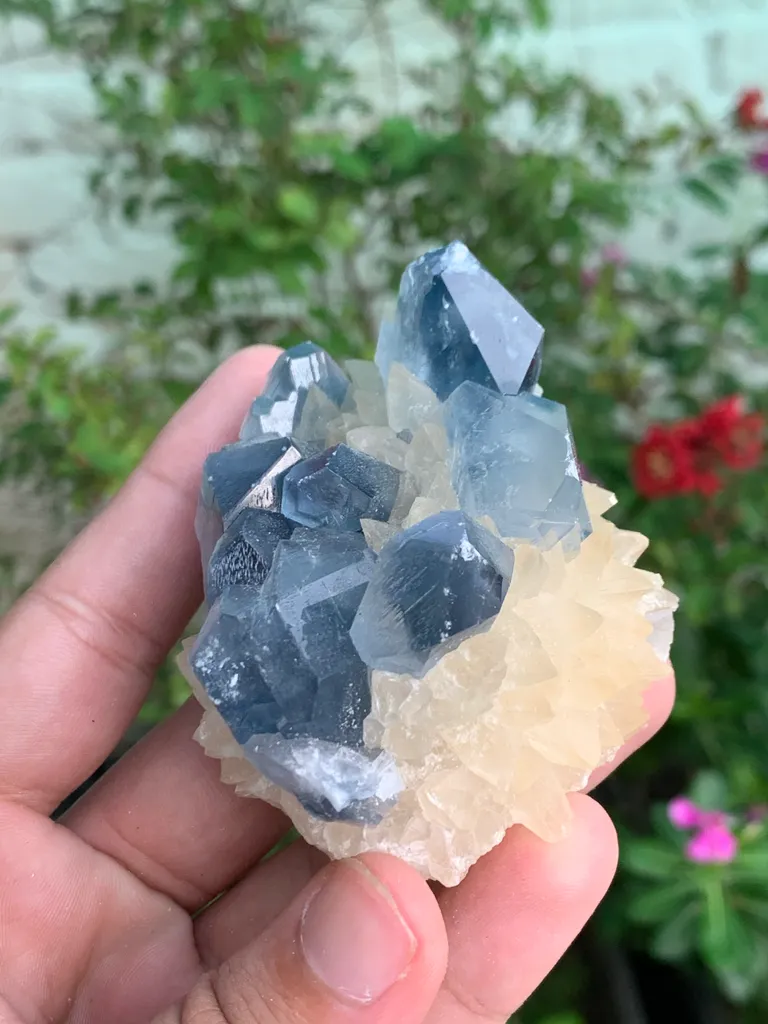 Rare Blue Celestine with Calcite from Afghanistan image