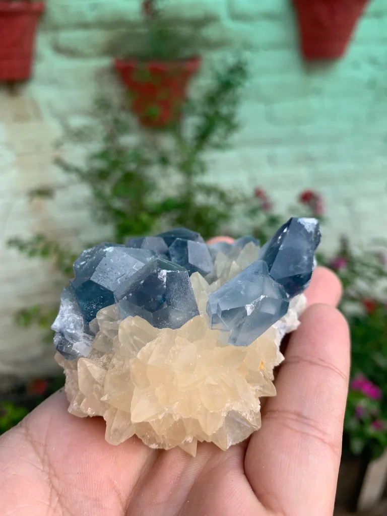 Rare Blue Celestine with Calcite from Afghanistan - image 4