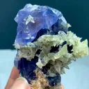 Rare Blue Fluorite Specimen on Matrix with Calcite - Natural Pakistan Mineral - image 3