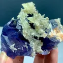 Rare Blue Fluorite Specimen on Matrix with Calcite - Natural Pakistan Mineral - image 5