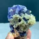 Rare Blue Fluorite Specimen on Matrix with Calcite - Natural Pakistan Mineral - image 2