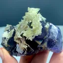 Rare Blue Fluorite Specimen on Matrix with Calcite - Natural Pakistan Mineral - image 4