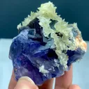 Rare Blue Fluorite Specimen on Matrix with Calcite - Natural Pakistan Mineral - image 6