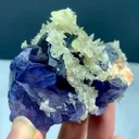 Rare Blue Fluorite Specimen on Matrix with Calcite - Natural Pakistan Mineral - image 1