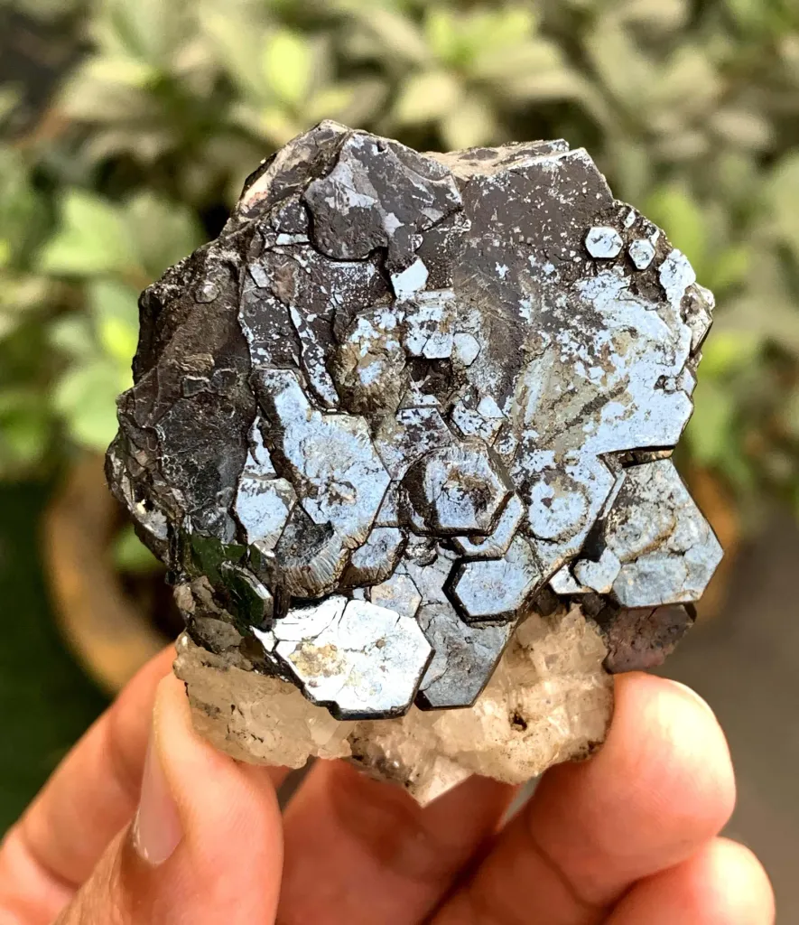 Rare Blue Hematite with Calcite Flower from Pakistan - image 4