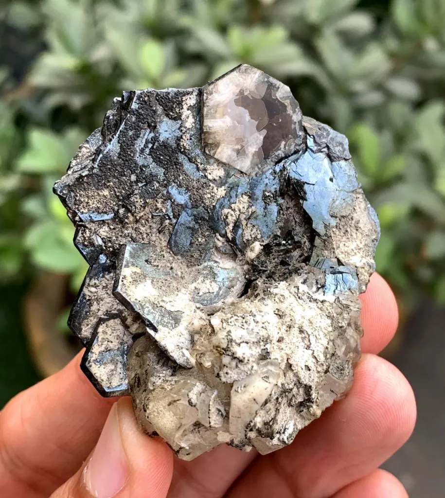Rare Blue Hematite with Calcite Flower from Pakistan - image 6