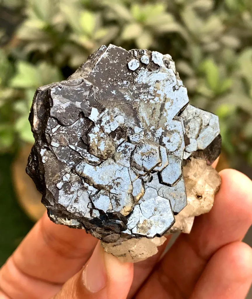 Rare Blue Hematite with Calcite Flower from Pakistan - image 3