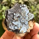 Rare Blue Hematite with Calcite Flower from Pakistan - image 3