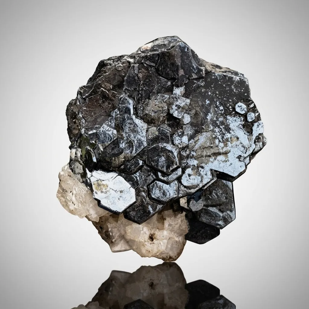 Rare Blue Hematite with Calcite Flower from Pakistan image