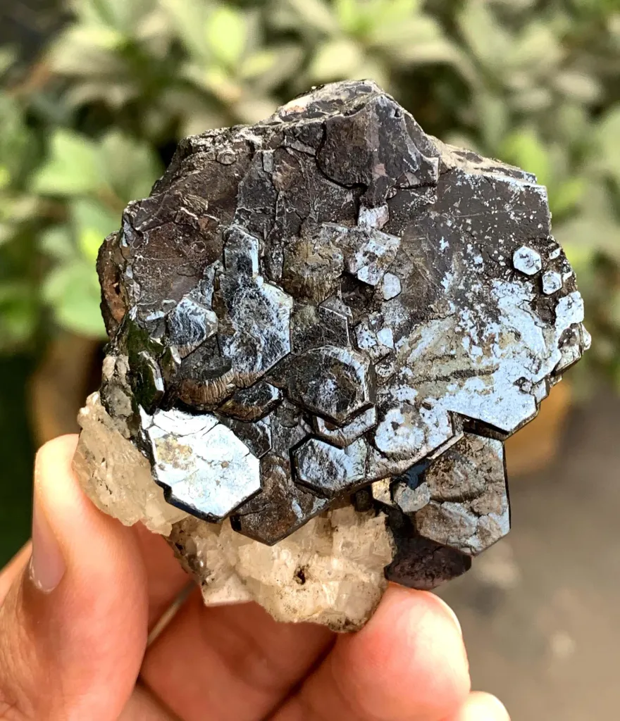 Rare Blue Hematite with Calcite Flower from Pakistan - image 7