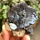 Rare Blue Hematite with Calcite Flower from Pakistan - image 7