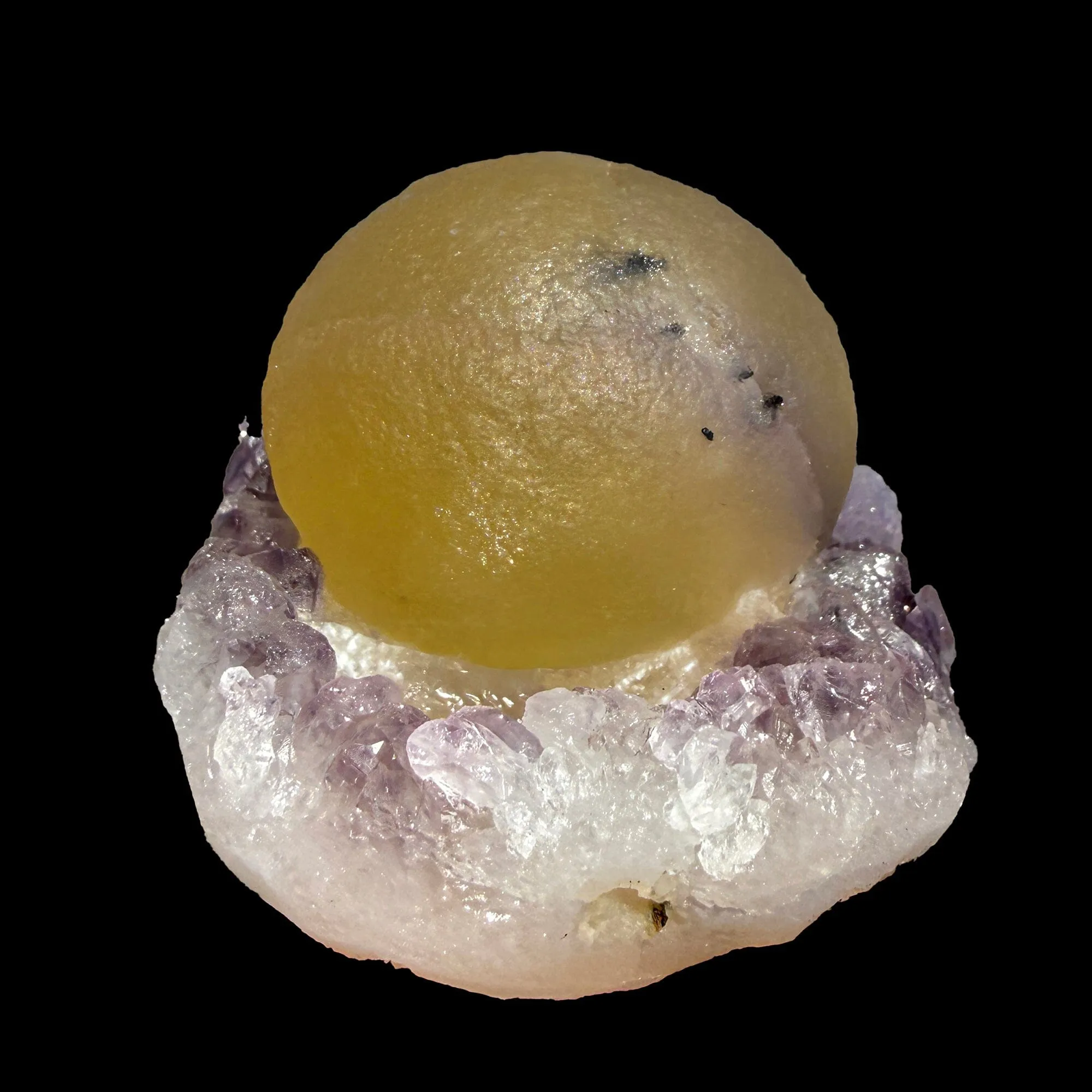 Rare Botryoidal Fluorite on Amethyst Cluster – Top Grade Indian Zeolite Mineral Specimen | Collector - image 3