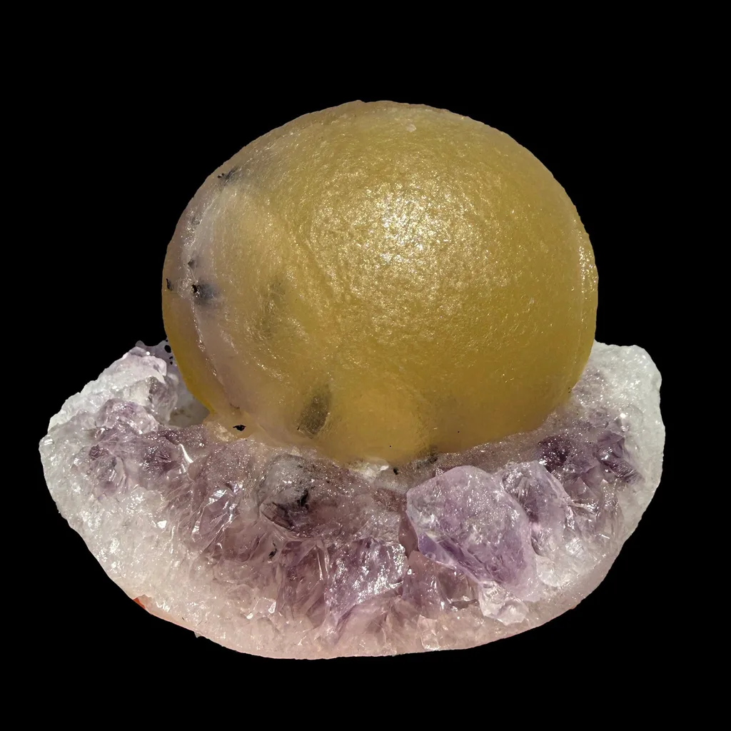 Rare Botryoidal Fluorite on Amethyst Cluster – Top Grade Indian Zeolite Mineral Specimen | Collector image