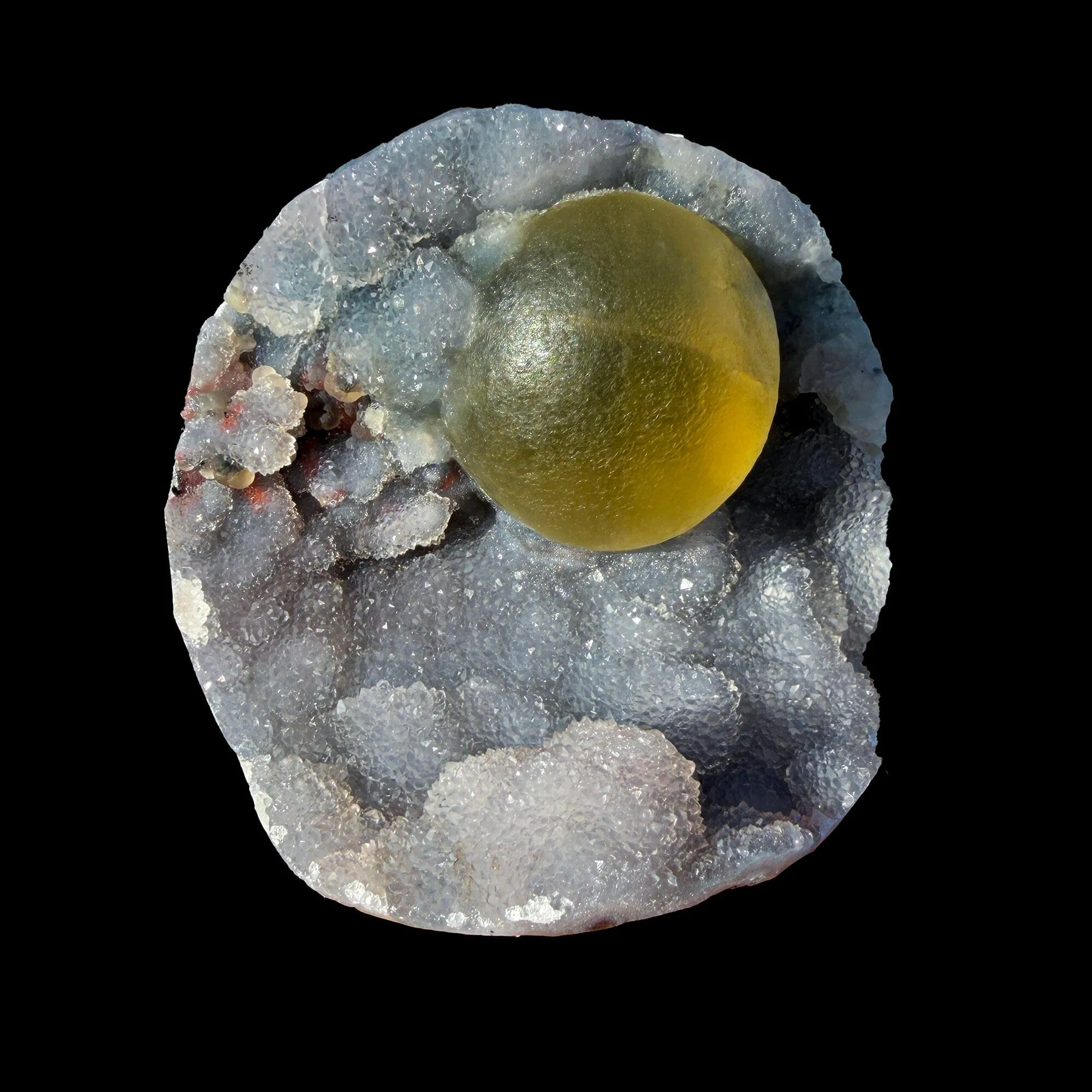 Rare Botryoidal Fluorite on Quartz Crystal Cluster – Nashik India Natural Mineral Specimen - image 3