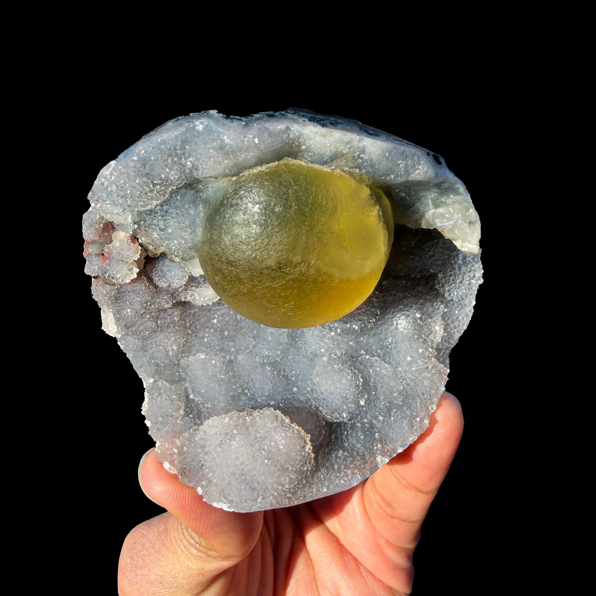 Rare Botryoidal Fluorite on Quartz Crystal Cluster – Nashik India Natural Mineral Specimen - image 5