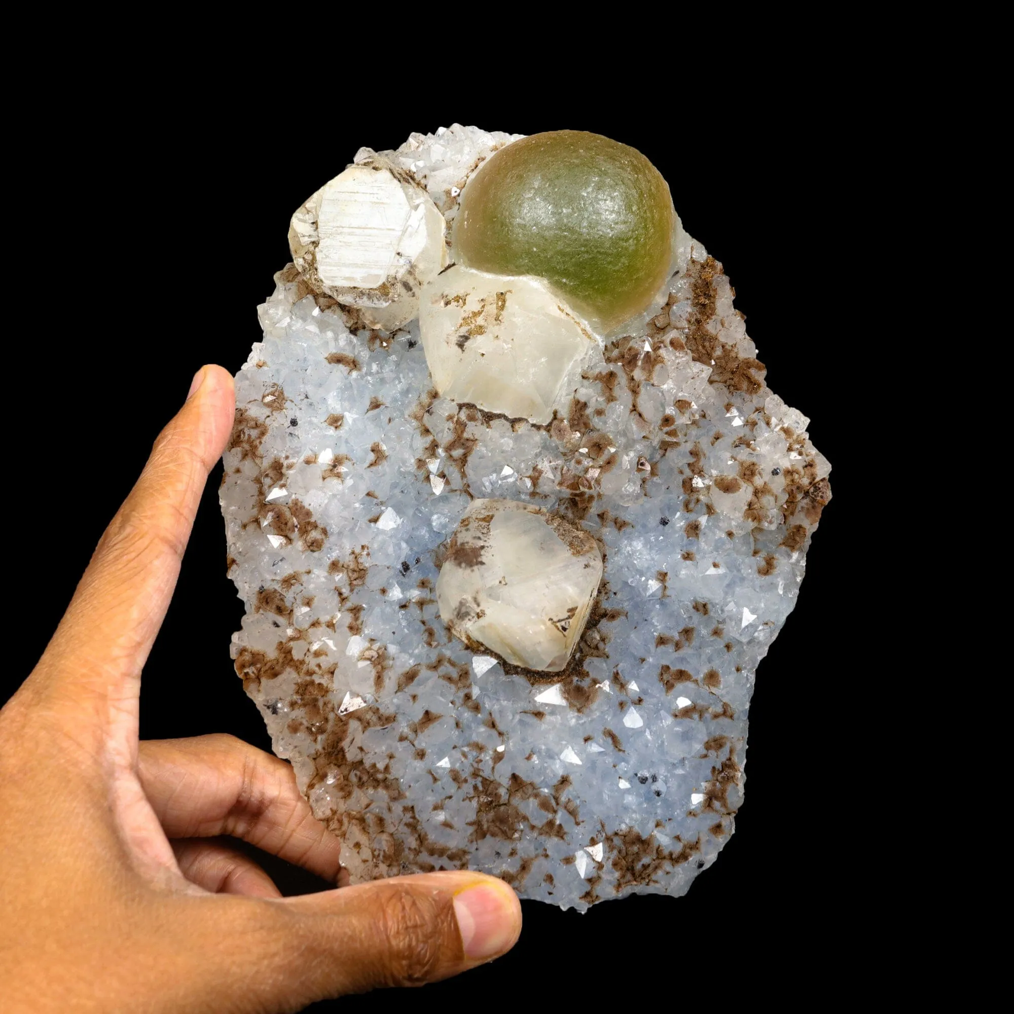 Rare botryoidal fluorite with calcite cube from India—premium natural zeolite specimen for collectors and crystal healers - image 5