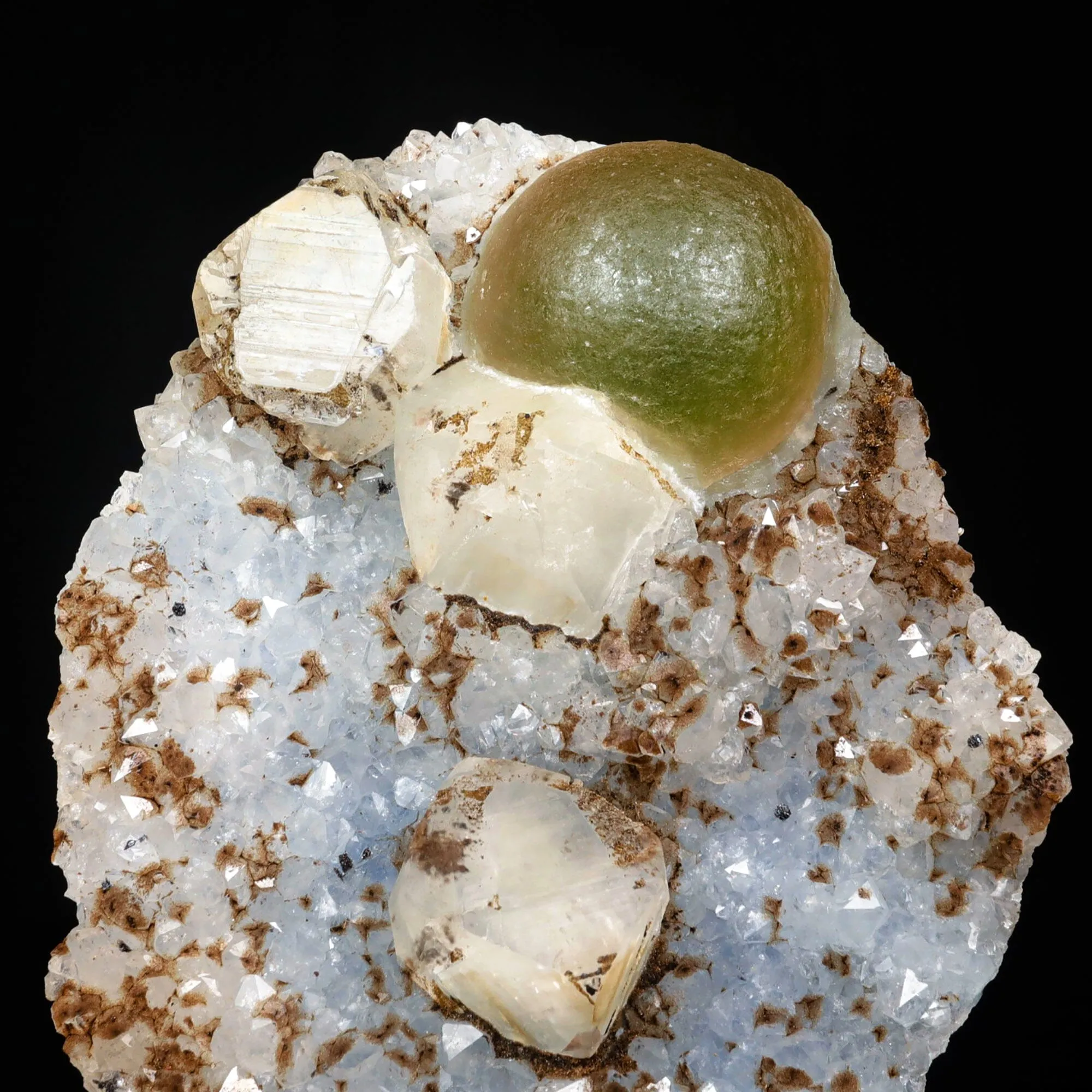 Rare botryoidal fluorite with calcite cube from India—premium natural zeolite specimen for collectors and crystal healers - image 2