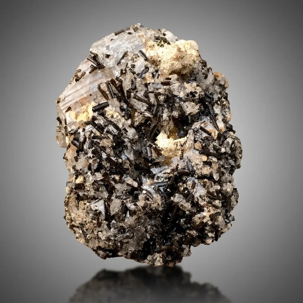 Rare Brown Childrenite Crystals Cluster on Quartz Specimen from Pakistan image