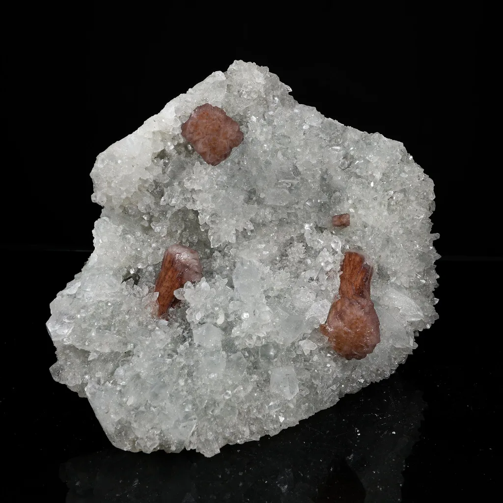 Rare Brown Stellerite Sheaves on Shimmering Apophyllite & Quartz Matrix – - image 3