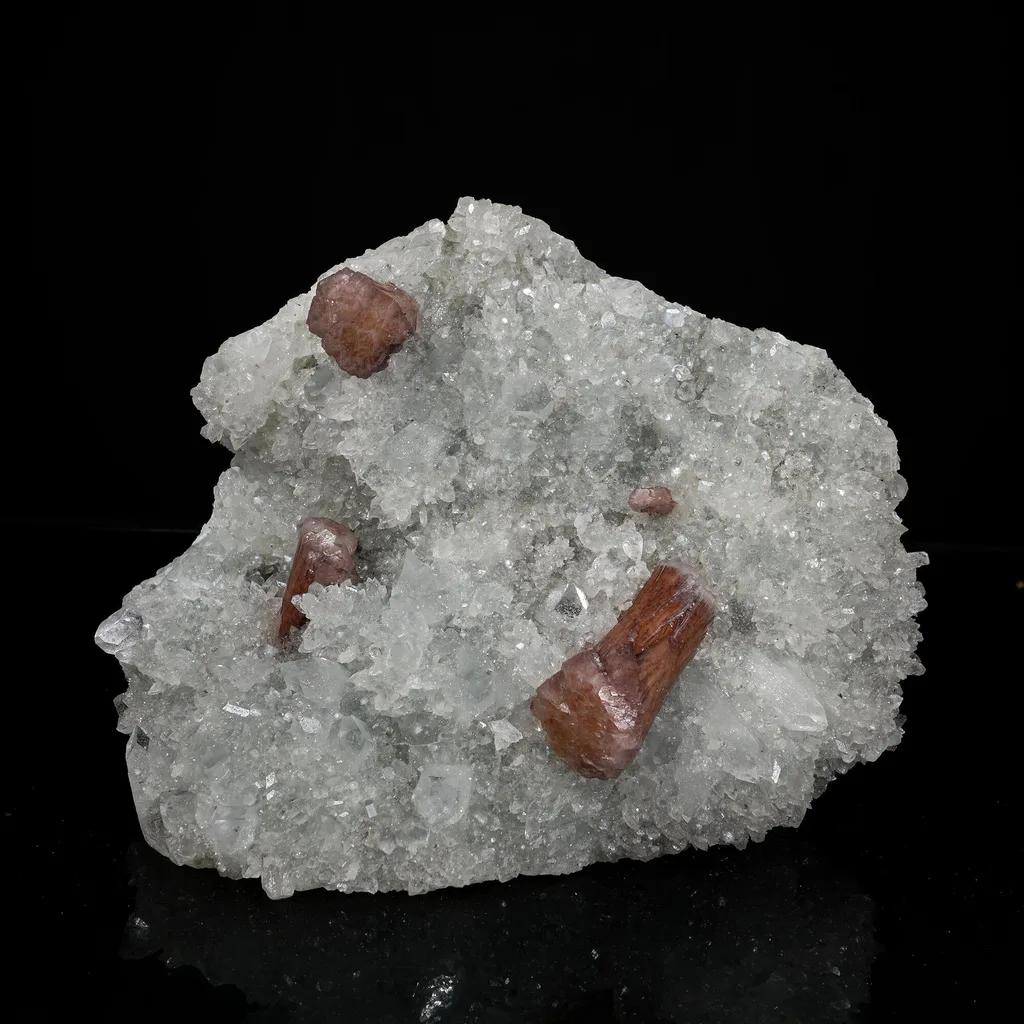 Rare Brown Stellerite Sheaves on Shimmering Apophyllite & Quartz Matrix – - image 2