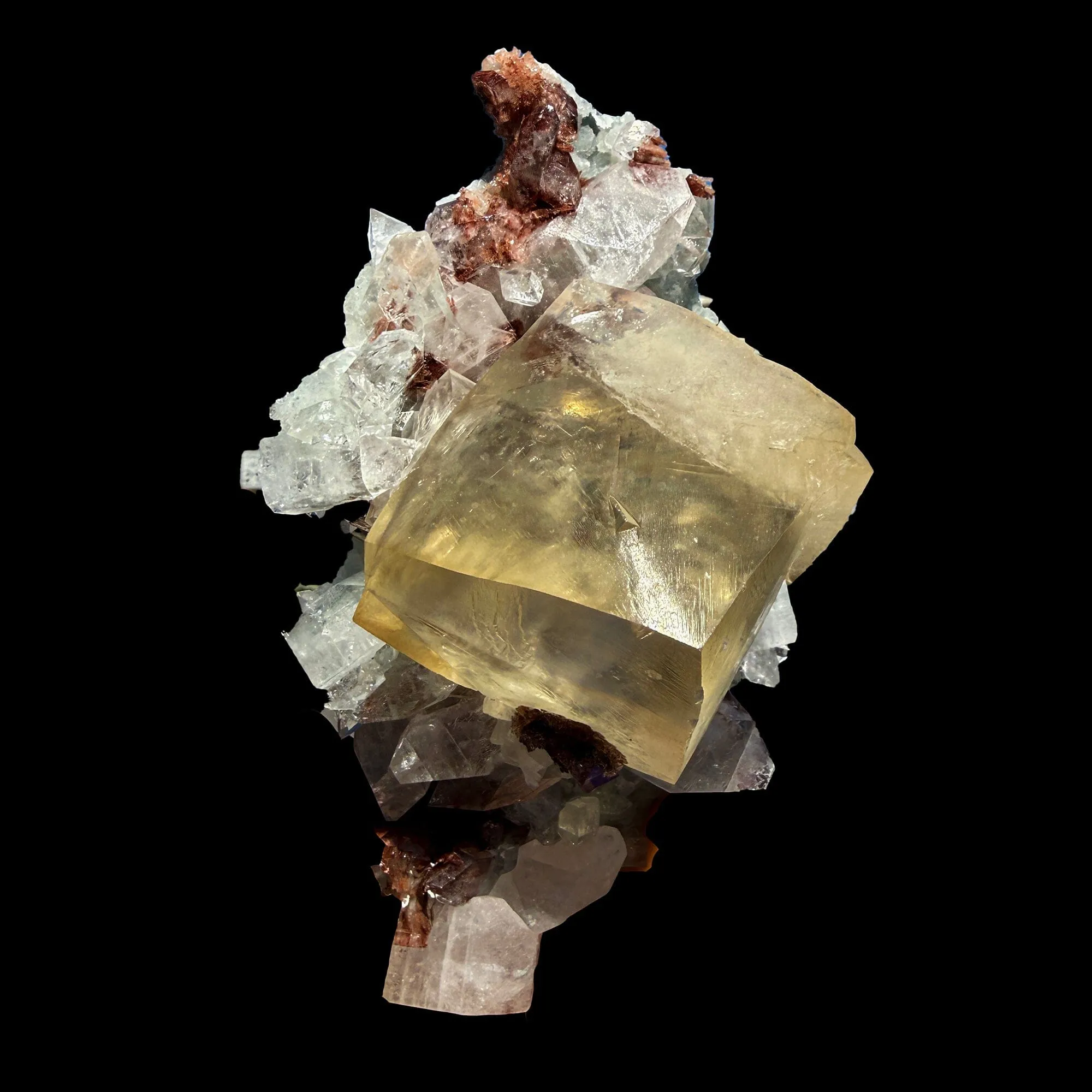 Rare Calcite Cube with Red Apophyllite – Natural Indian Zeolite Mineral Specimen | Collector Grade Crystal Display Piece - image 5