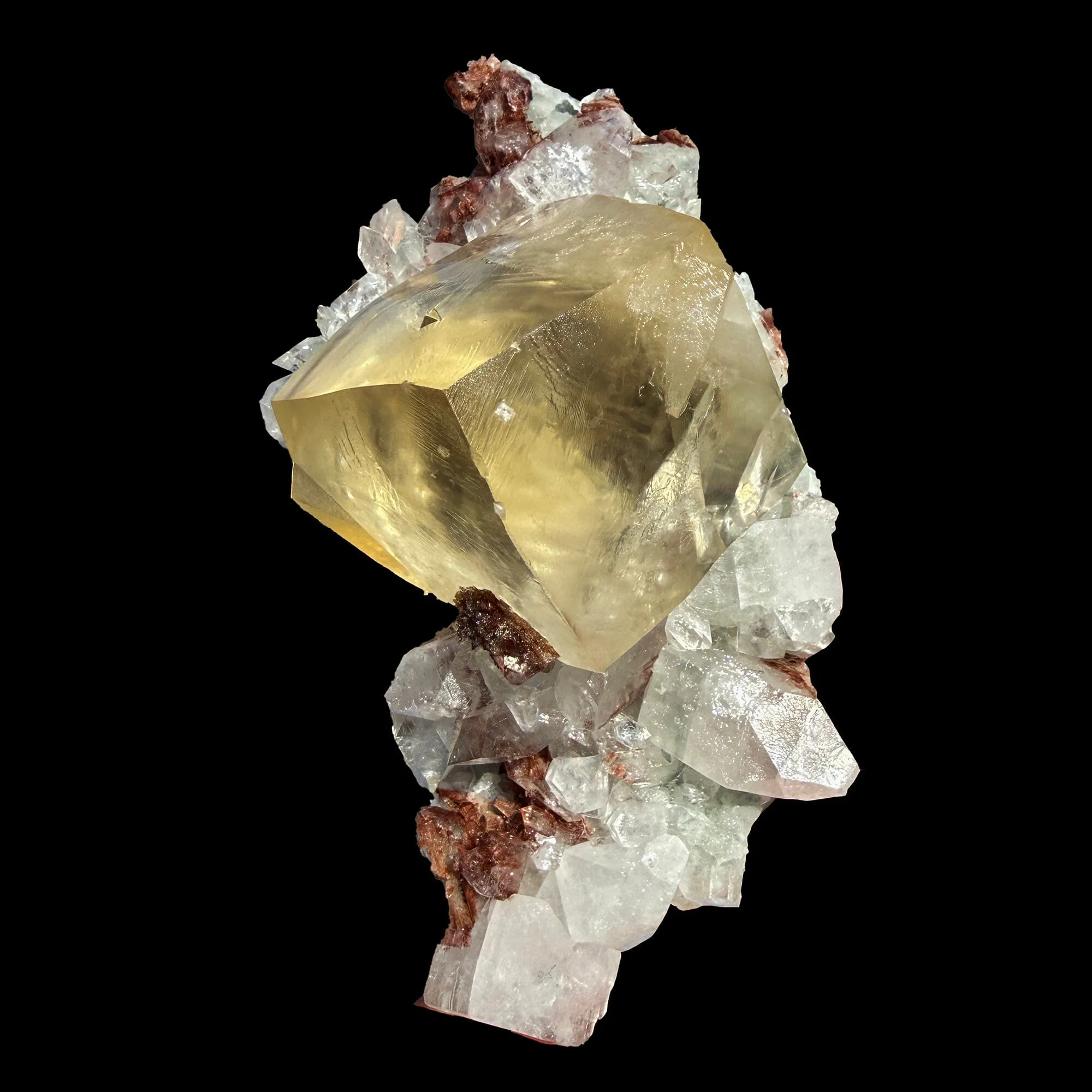 Rare Calcite Cube with Red Apophyllite – Natural Indian Zeolite Mineral Specimen | Collector Grade Crystal Display Piece - image 2