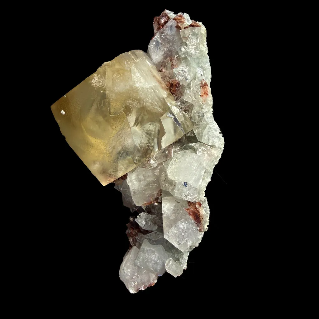 Rare Calcite Cube with Red Apophyllite – Natural Indian Zeolite Mineral Specimen | Collector Grade Crystal Display Piece - image 4
