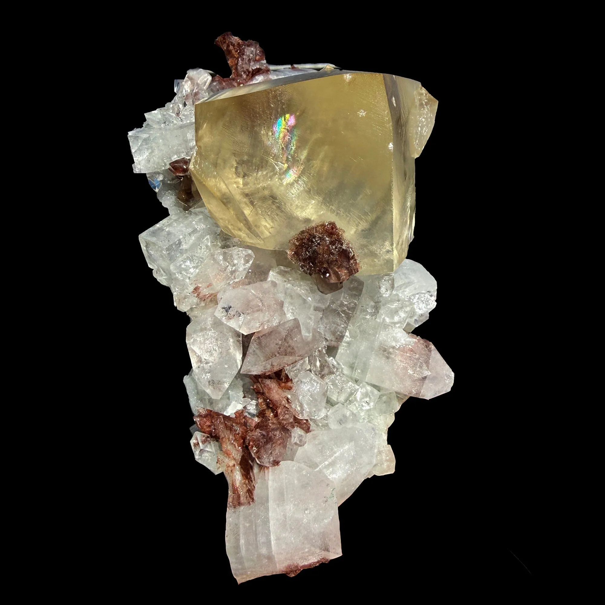 Rare Calcite Cube with Red Apophyllite – Natural Indian Zeolite Mineral Specimen | Collector Grade Crystal Display Piece - image 3