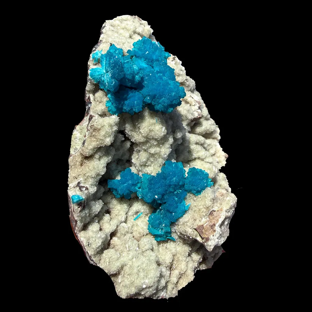 Rare Cavansite with Stilbite on Shimmering Heulandite – Self Standing Lustrous Terminated Crystal Mineral Specimen from India | Collector Display Piece image