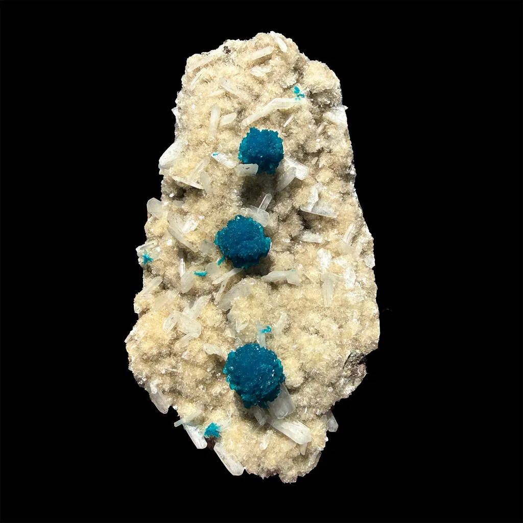 Rare Cavansite with Stilbite on Shimmering Heulandite – Self Standing Lustrous Terminated Crystal Mineral Specimen from India | Collector Display Piece image