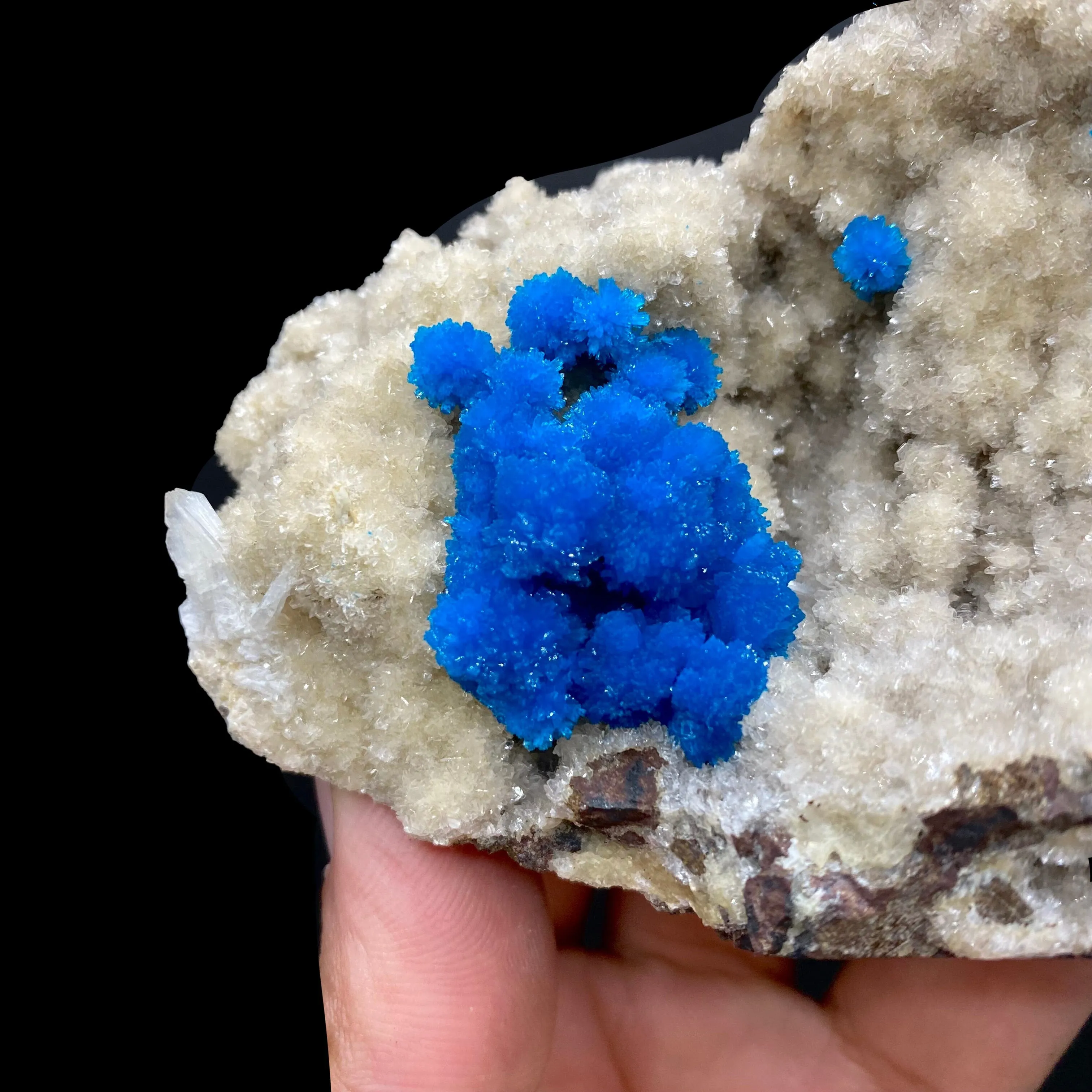 Rare Deep Blue Cavansite Crystal Cluster on Stilbite & Heulandite Matrix | Pune, India Zeolite Specimen DK163 - image 4