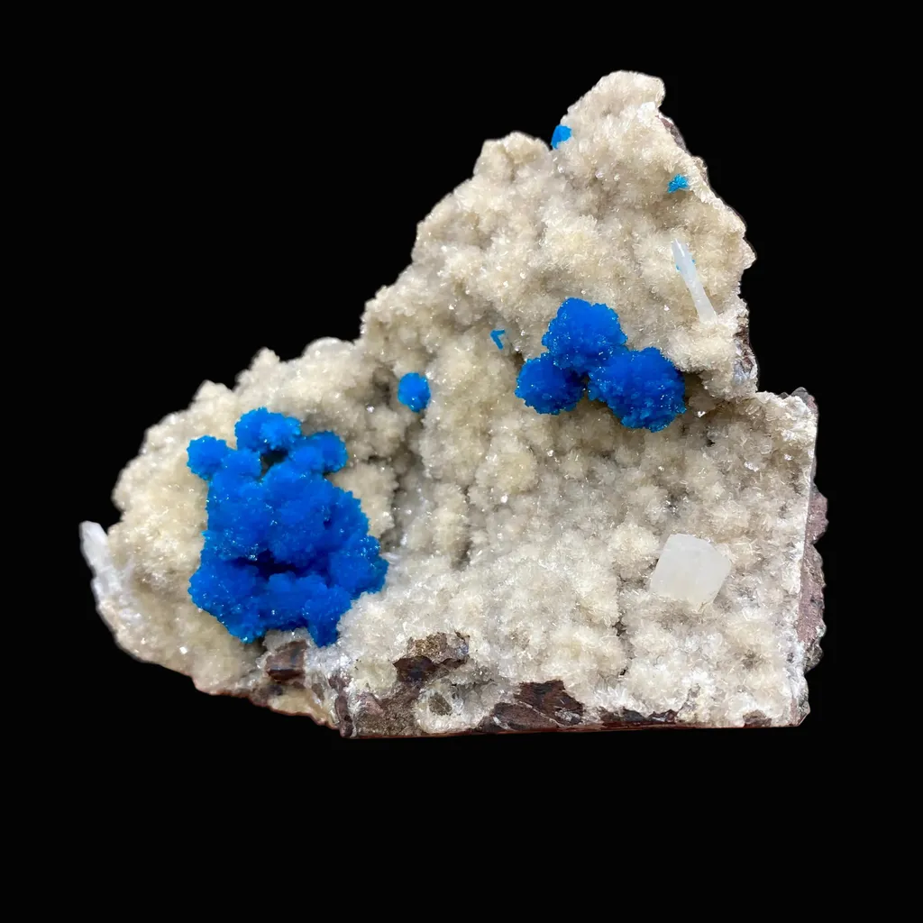 Rare Deep Blue Cavansite Crystal Cluster on Stilbite & Heulandite Matrix | Pune, India Zeolite Specimen DK163 image