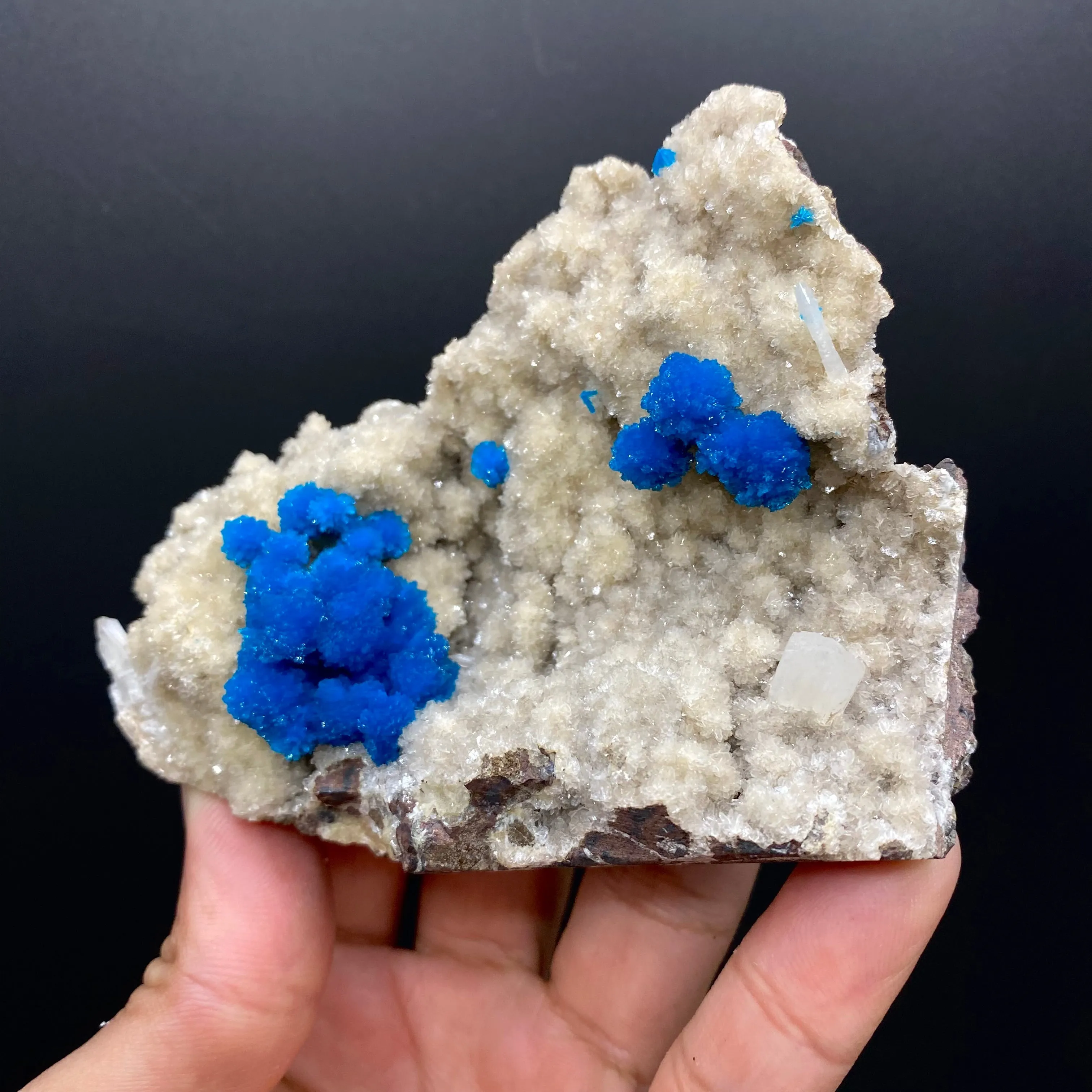 Rare Deep Blue Cavansite Crystal Cluster on Stilbite & Heulandite Matrix | Pune, India Zeolite Specimen DK163 - image 1