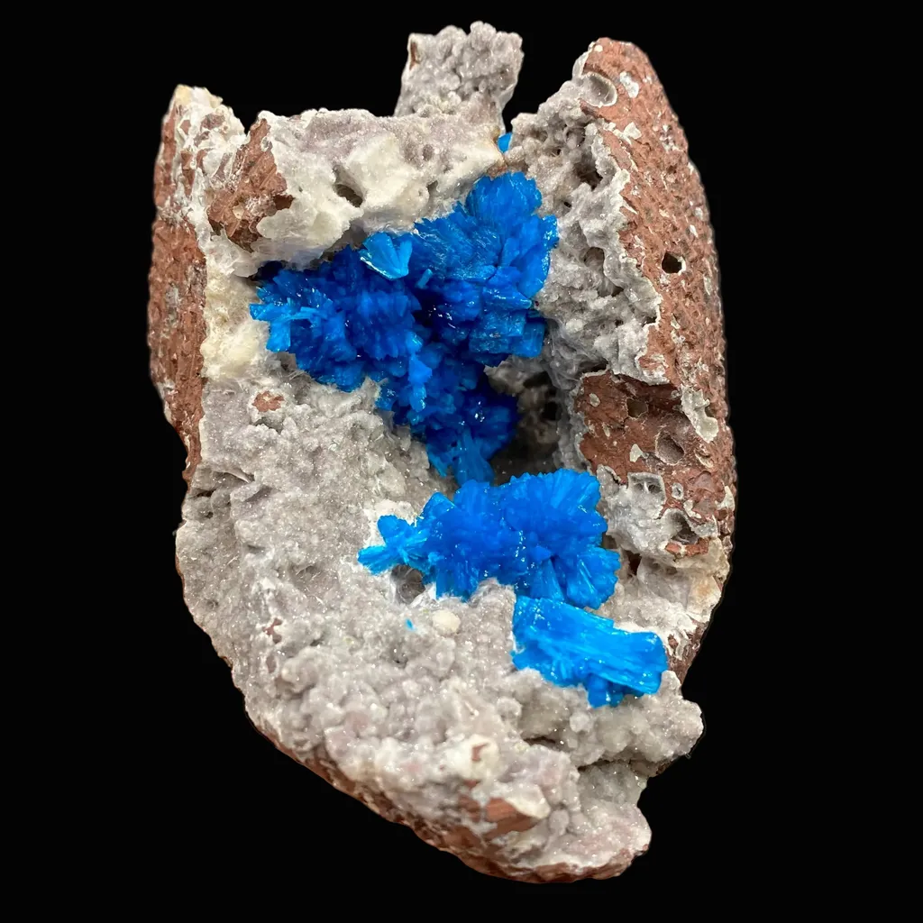 Rare Deep Blue Cavansite in Geode on Heulandite Matrix | Pune, India Collector Mineral Specimen image