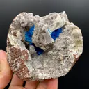Rare Deep Blue Cavansite in Geode on Heulandite Matrix | Pune, India Collector Mineral Specimen - image 3